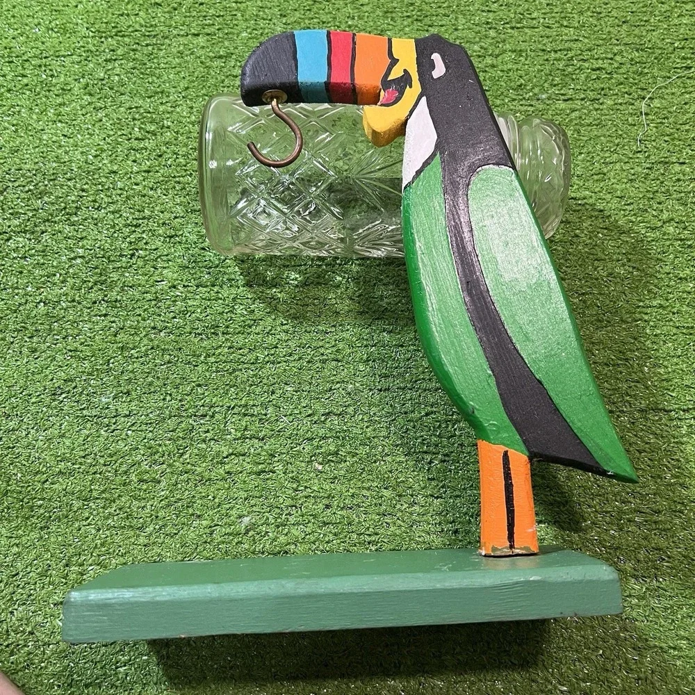 Vintage wooden banana holder hanger kitsch Homemade Kitchen Decor 1960s Toucan
